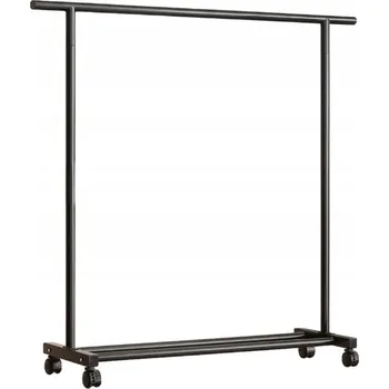 Věšák STOJANOVÝ VĚŠÁK NA OBLEČENÍ S KOLEČKY 143x40x100cm ČERNÝ