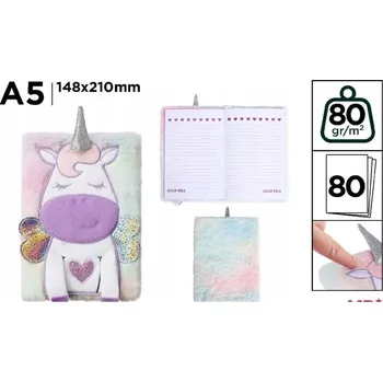 Sešit Notes plyšový Jednorožec MP sešit a5 chlupatý jednorožec 80 listů
