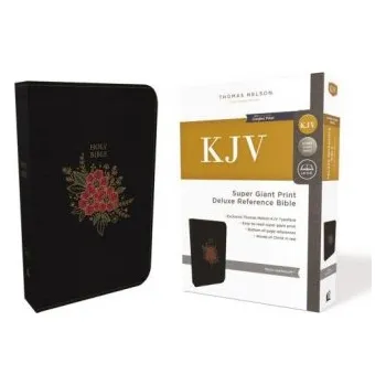 KJV Holy Bible: Super Giant Print with 43,000 Cross References, Deluxe Black Floral Leathersoft, Red Letter, Comfort Print: King James Version - Nelson, Thomas