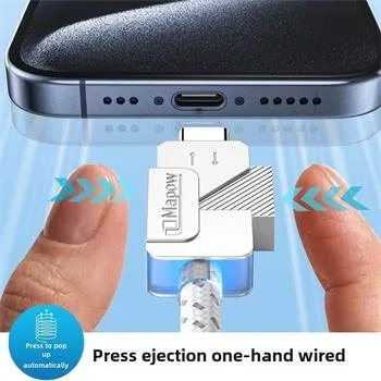 PremiumCord USB-C kabel s tlačítkem pro odpojení USB-C jednou rukou, rychlé nabíjení 6A, bavlněný oplet 2m