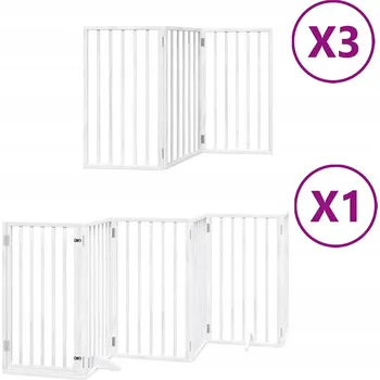 klec pro psa VidaXL Zábrana pro psy s dvířky skládací 15 panelů bílá 750 cm topol