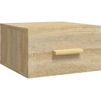 Noční stolek Závěsná Noční Stolek z plastu na bázi dřeva, dub Sonoma, 35 x 35 x 20 cm