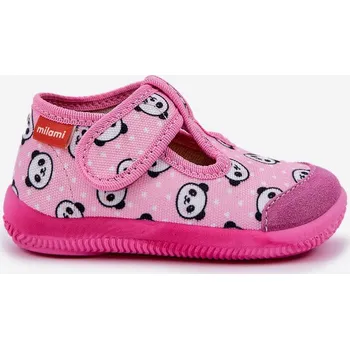 Pantofle Milami Dětské Elastické Na Suchý Zipper S Pandami Růžové Ambette 26