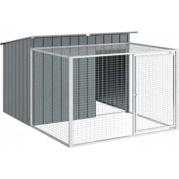 Bouda pro psa Psí bouda s výběhem, antracitová, 153x194x11 cm