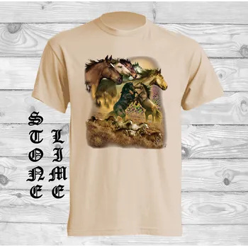 Pánské tričko levne-bavlnene-tricko-potisk-divoky-kun Barva: Lime stone - krémová, velikost: S