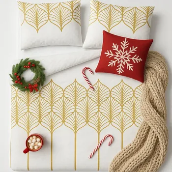 Povlečení Povlečení bílé zlaté ELEGANTNÍ saténové 160x200 BOHO Produkt PL