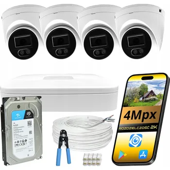 Bezpečnostní kamera DOMÁCÍ MONITORING 4x VENKOVNÍ IP POE DOME KAMERA 4Mpx DUAL LIGHT DAHUA