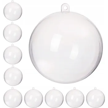 Vánoční dekorace 10 x AKRYLOVÁ VÁNOČNÍ KOULE NA DECOUPAGE PRŮHLEDNÁ PLASTOVÁ KOULE OZDOBA 6 cm