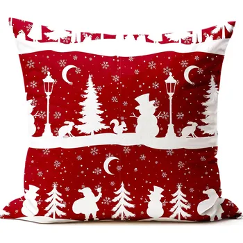 Povlak na dekorativní polštářek Bavlněný povlak na polštář - Vánoční čas Červený Zapínání: zip, Velikost polštáře: 40x40