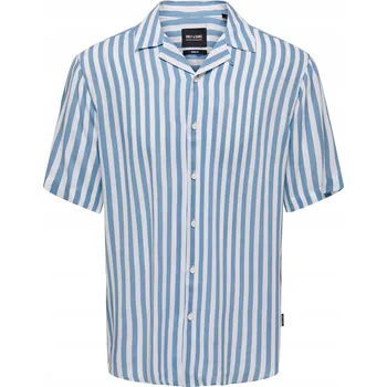 Pánská košile Pánská košile Only & Sons modrá viskóza krátký rukáv velikost XL