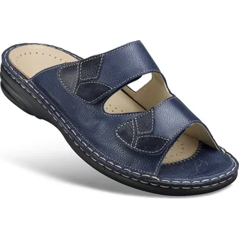 Dámská zdravotní obuv Dámská otevřená kožená domácí obuv s pásky na suchý zip, elastická, dámská obuv, přezuvky, modrá: 38