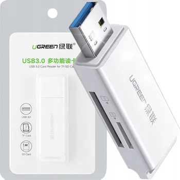 Čtečka paměťových karet Ugreen přenosná čtečka karet TF/SD s USB 3.0, bílá (CM104)