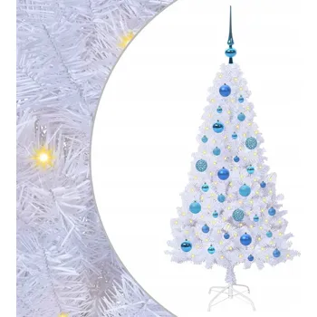 Vánoční stromek Umělý vánoční stromek s 150 LED diodami, bílý, 120 cm, PVC a ocel