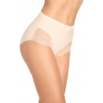 Kalhotky KALHOTKY bavlněné kalhotky Julia s vysokým pasem a krajkou MARILYN , světle béžové, velikost L