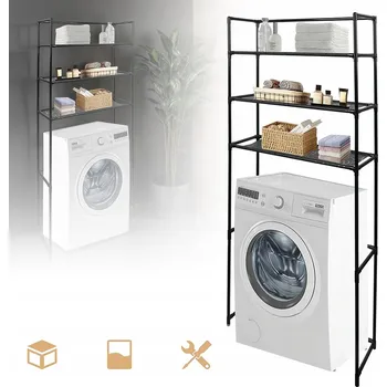 Koupelnový nábytek 3-PATROVÝ REGÁL NAD PRAČKU WC SKŘÍŇKA KOUPELNOVÁ 149 X 71 X 26.5 CM