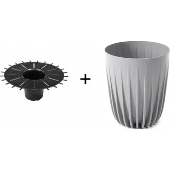 Květináč Plast Květináč šedý Lamela 17,2 cm x 14,5 x 17 cm