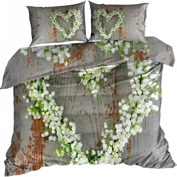 Povlečení 3D Bavlna saténové Povlečení 160x200 SRDCE Z KVĚTIN