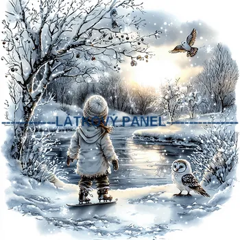 Látkový panel - Holčička se sovičkou - DZ-162 Velikost: 15x15cm, Materiál: Bavlna