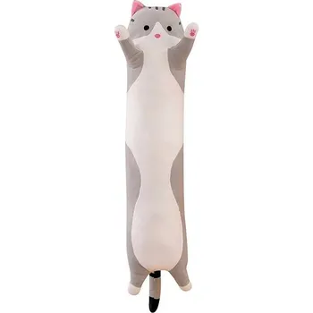 Polštář TopKing Plyšový polštář dlouhá kočka 50 cm XL šedý