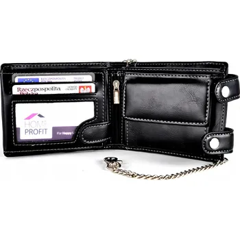 Peněženka Černá ROCKOVÁ Pánská Peněženka s ŘETĚZEM ke kalhotám Mladistvá PUNK METAL