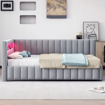 Postel Jednolůžková dřevěná postel Arhatreya 140x200 cm šedá