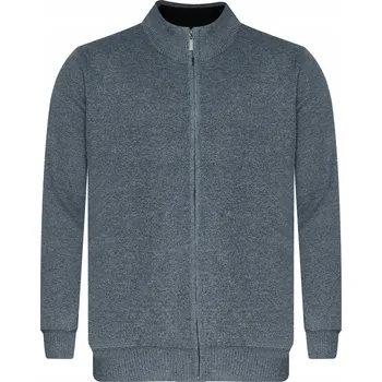 Pánský svetr PÁNSKÝ SVETR S ROLÁKEM NA ZIP - B-6428/SVĚTLE ŠEDÝ, elegantní vlněný