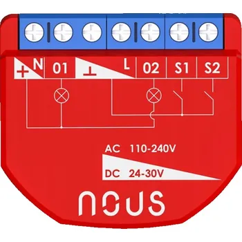 vypínač Dvoukanálový Zigbee spínač Nous s napájením ze sítě