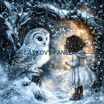 Látkový panel - Holčička se sovičkou - DZ-157 Velikost: 25x25cm, Materiál: Kočárkovina