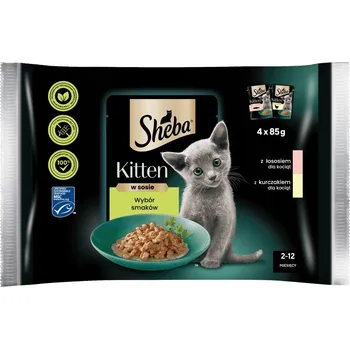 Krmivo pro kočku Mokré krmivo pro kočky Sheba Junior, pro koťata, losos a kuře 4x85g