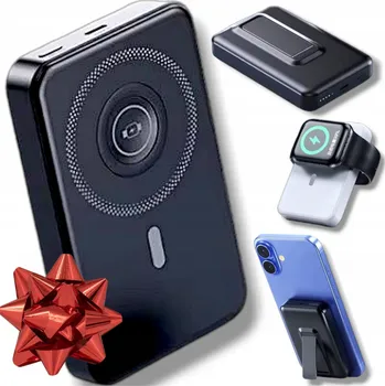 Powerbanka POWER BANK 4W1 MAGNETICKÁ 10000mAh SE STOJANEM A LED UKAZATELEM NABÍJENÍ