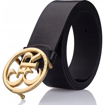 Opasek PÁSEK DÁMSKÝ KOŽENÝ ČERNÝ ZLATÁ SPONA GRACIO