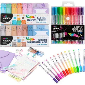 Sada 3 kusů Kidea neonové gelové propisky, bločky s medvídky a koťátky