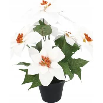 Vánoční dekorace UMĚLÝ KVĚT – VÁNOČNÍ HVĚZDA 35 CM BÍLÁ