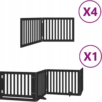 klec pro psa VidaXL Zábrana pro psy s dvířky skládací 12 panelů černá 960 cm topol