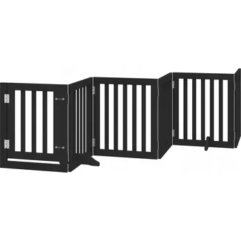 klec pro psa VidaXL Zábrana pro psy s dvířky skládací 6 panelů černá 300 cm topol
