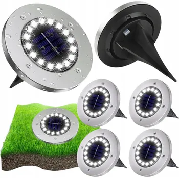 Venkovní osvětlení 4x SOLÁRNÍ LAMPA DISK 16 LED Zahradní Zapichovací Zemní Nájezdová SE SENZOREM