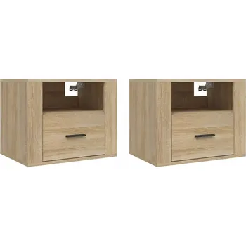 Noční stolek Závěsný Noční Stolek z Materiálu na bázi Dřeva, Dub Sonoma, 50x36x40 cm