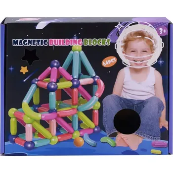 ostatní stavebnice Stavebnice stavební kostky pro děti, pestrobarevné, 64 dílků.