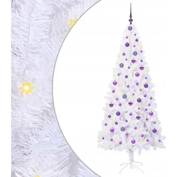Vánoční stromek VidaXL Umělý vánoční stromek s 300 LED diodami, bílý, 210 cm, PVC a ocel