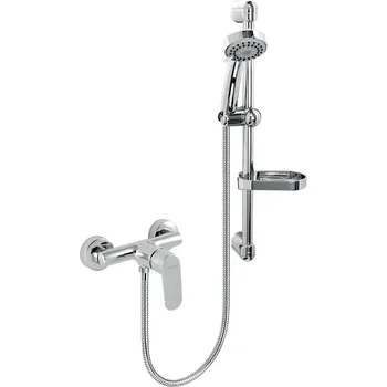 Vodovodní baterie Novaservis Titania Cosmos Baterie sprchová nástěnná, rozteč 150 mm, 3-polohová ruční sprcha, hadice 150 cm, mýdlenka, posuvný držák 59,2 cm, chrom, 90261KIT,0