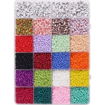 Dětské navlékací korálky Sada korálků korálky Ploché kulaté na výrobu šperků 4800 ks
