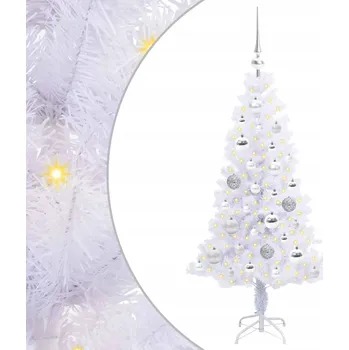 Vánoční stromek Umělý vánoční stromek s 150 LED diodami, bílý, 120 cm, PVC a Ocel