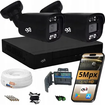 Bezpečnostní kamera Monitorovací sada DVS VENKOVNÍ SADA 2 ČERNÉ KAMERY 5MPX TUBA DVS