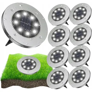 Venkovní osvětlení 8X SOLÁRNÍ LAMPA LED Zahradní Zapichovací Zemní Nájezdová SENZOR SOUMRAKU