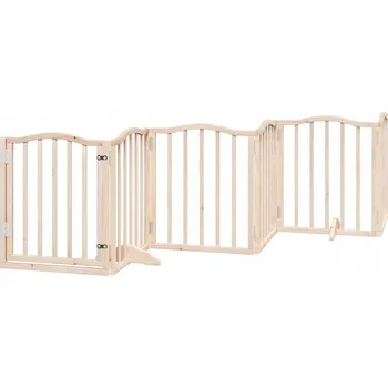 klec pro psa VidaXL Zábrana pro psy s dvířky skládací 6 panelů 300cm topolové dřevo