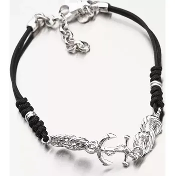 Náramek Náramek s textilem a s kotvou - stříbro 925 B1501907-1397-SLX délka 20 cm