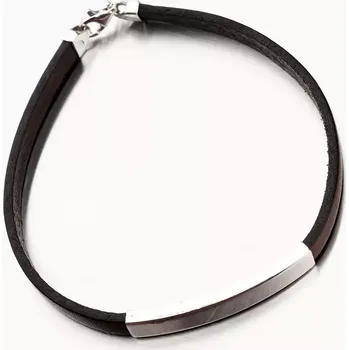 Náramek Pánský kožený náramek - stříbro 925 B1504447-0348-SLX délka 20 cm