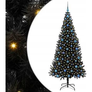 Vánoční stromek Vánoční stromek s 300 LED diodami a základnou, černý, 210 cm, PVC