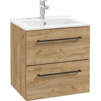 Koupelnový nábytek Závěsná koupelnová skříňka Deftrans s umyvadlem, dub zlatý craft matná, 60 cm