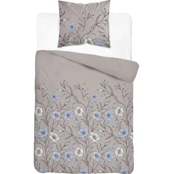 Povlečení Povlečení flanel 140x200 KVĚTY béžová tmavá SILNÉ 160 g